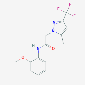 molecular formula C14H14F3N3O2 B450755 N-(2-methoxyphenyl)-2-[5-methyl-3-(trifluoromethyl)-1H-pyrazol-1-yl]acetamide 