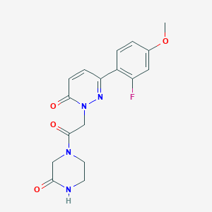 molecular formula C17H17FN4O4 B4507572 6-(2-fluoro-4-methoxyphenyl)-2-[2-oxo-2-(3-oxo-1-piperazinyl)ethyl]-3(2H)-pyridazinone 