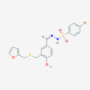 molecular formula C20H19BrN2O4S2 B450761 4-bromo-N'-(3-{[(2-furylmethyl)sulfanyl]methyl}-4-methoxybenzylidene)benzenesulfonohydrazide 