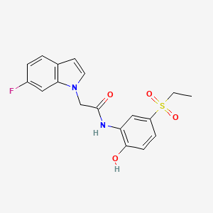 molecular formula C18H17FN2O4S B4507622 N-[5-(ethylsulfonyl)-2-hydroxyphenyl]-2-(6-fluoro-1H-indol-1-yl)acetamide 