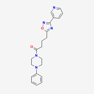 molecular formula C21H23N5O2 B4507652 1-(4-Phenylpiperazin-1-YL)-4-[3-(pyridin-3-YL)-1,2,4-oxadiazol-5-YL]butan-1-one 