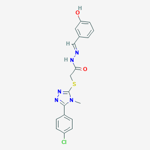 2-[[5-(4-chlorophenyl)-4-methyl-1,2,4-triazol-3-yl]sulfanyl]-N-[(E)-(3-hydroxyphenyl)methylideneamino]acetamide