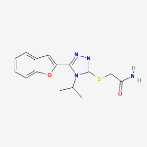 molecular formula C15H16N4O2S B4507694 2-{[5-(1-benzofuran-2-yl)-4-isopropyl-4H-1,2,4-triazol-3-yl]thio}acetamide 