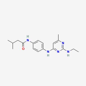 molecular formula C18H25N5O B4507706 N-(4-{[2-(ethylamino)-6-methyl-4-pyrimidinyl]amino}phenyl)-3-methylbutanamide 