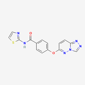 molecular formula C15H10N6O2S B4507710 N-1,3-thiazol-2-yl-4-([1,2,4]triazolo[4,3-b]pyridazin-6-yloxy)benzamide 