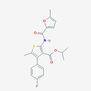 molecular formula C21H20FNO4S B450773 Isopropyl 4-(4-fluorophenyl)-5-methyl-2-[(5-methyl-2-furoyl)amino]thiophene-3-carboxylate 