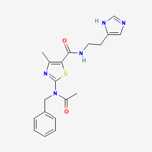 molecular formula C19H21N5O2S B4507767 2-[acetyl(benzyl)amino]-N-[2-(1H-imidazol-4-yl)ethyl]-4-methyl-1,3-thiazole-5-carboxamide 