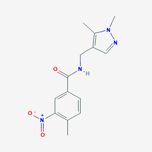 molecular formula C14H16N4O3 B450777 N-[(1,5-dimethyl-1H-pyrazol-4-yl)methyl]-3-nitro-4-methylbenzamide 