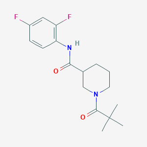 molecular formula C17H22F2N2O2 B4507783 N-(2,4-difluorophenyl)-1-(2,2-dimethylpropanoyl)-3-piperidinecarboxamide 