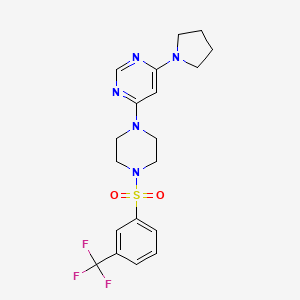 molecular formula C19H22F3N5O2S B4507814 4-(1-pyrrolidinyl)-6-(4-{[3-(trifluoromethyl)phenyl]sulfonyl}-1-piperazinyl)pyrimidine 