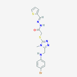 2-({5-[(4-bromoanilino)methyl]-4-methyl-4H-1,2,4-triazol-3-yl}sulfanyl)-N'-(2-thienylmethylene)acetohydrazide