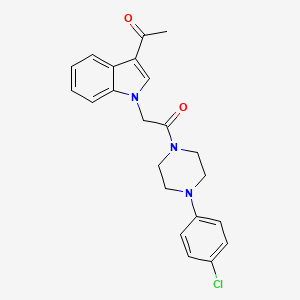 molecular formula C22H22ClN3O2 B4507848 1-(1-{2-[4-(4-chlorophenyl)-1-piperazinyl]-2-oxoethyl}-1H-indol-3-yl)ethanone 