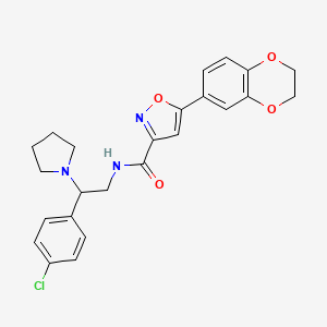 molecular formula C24H24ClN3O4 B4507913 N-[2-(4-氯苯基)-2-(1-吡咯烷基)乙基]-5-(2,3-二氢-1,4-苯并二氧杂环-6-基)-3-异恶唑甲酰胺 