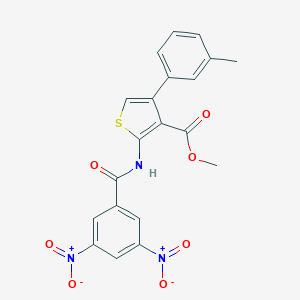 molecular formula C20H15N3O7S B450800 Methyl 2-({3,5-bisnitrobenzoyl}amino)-4-(3-methylphenyl)thiophene-3-carboxylate 