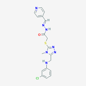 molecular formula C18H18ClN7OS B450808 2-({5-[(3-chloroanilino)methyl]-4-methyl-4H-1,2,4-triazol-3-yl}sulfanyl)-N'-(4-pyridinylmethylene)acetohydrazide 