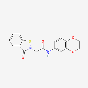 molecular formula C17H14N2O4S B4508122 N-(2,3-dihydro-1,4-benzodioxin-6-yl)-2-(3-oxo-1,2-benzisothiazol-2(3H)-yl)acetamide 