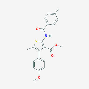 molecular formula C22H21NO4S B450814 Methyl 4-(4-methoxyphenyl)-5-methyl-2-[(4-methylbenzoyl)amino]thiophene-3-carboxylate 