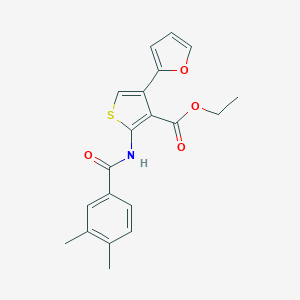 molecular formula C20H19NO4S B450817 Ethyl 2-[(3,4-dimethylbenzoyl)amino]-4-(2-furyl)-3-thiophenecarboxylate 