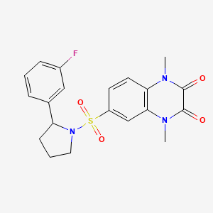 molecular formula C20H20FN3O4S B4508182 6-{[2-(3-fluorophenyl)-1-pyrrolidinyl]sulfonyl}-1,4-dimethyl-1,4-dihydro-2,3-quinoxalinedione 