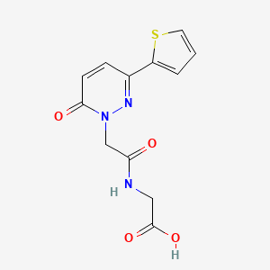 molecular formula C12H11N3O4S B4508186 N-{[6-oxo-3-(2-thienyl)-1(6H)-pyridazinyl]acetyl}glycine 