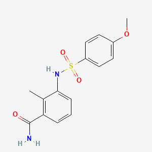 molecular formula C15H16N2O4S B4508229 3-{[(4-methoxyphenyl)sulfonyl]amino}-2-methylbenzamide 