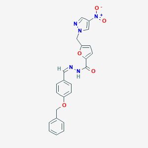 molecular formula C23H19N5O5 B450824 N'-[4-(benzyloxy)benzylidene]-5-({4-nitro-1H-pyrazol-1-yl}methyl)-2-furohydrazide 
