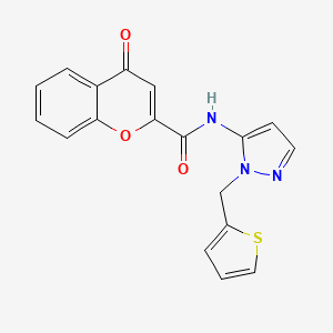 molecular formula C18H13N3O3S B4508240 4-oxo-N-[1-(2-thienylmethyl)-1H-pyrazol-5-yl]-4H-chromene-2-carboxamide 