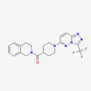 molecular formula C21H21F3N6O B4508246 2-({1-[3-(三氟甲基)[1,2,4]三唑并[4,3-b]哒嗪-6-基]-4-哌啶基}羰基)-1,2,3,4-四氢异喹啉 