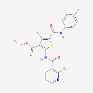 molecular formula C22H20ClN3O4S B450825 Ethyl 2-{[(2-chloro-3-pyridinyl)carbonyl]amino}-4-methyl-5-(4-toluidinocarbonyl)-3-thiophenecarboxylate 