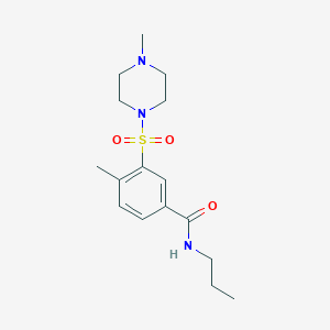 molecular formula C16H25N3O3S B4508275 4-methyl-3-[(4-methyl-1-piperazinyl)sulfonyl]-N-propylbenzamide 