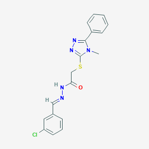 molecular formula C18H16ClN5OS B450828 N'-(3-chlorobenzylidene)-2-[(4-methyl-5-phenyl-4H-1,2,4-triazol-3-yl)sulfanyl]acetohydrazide CAS No. 348101-53-1