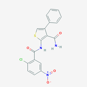 molecular formula C18H12ClN3O4S B450830 2-({2-Chloro-5-nitrobenzoyl}amino)-4-phenyl-3-thiophenecarboxamide 
