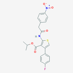 molecular formula C22H19FN2O5S B450837 Isopropyl 4-(4-fluorophenyl)-2-[({4-nitrophenyl}acetyl)amino]thiophene-3-carboxylate 