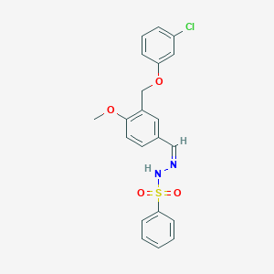 molecular formula C21H19ClN2O4S B450839 N'-{3-[(3-chlorophenoxy)methyl]-4-methoxybenzylidene}benzenesulfonohydrazide 