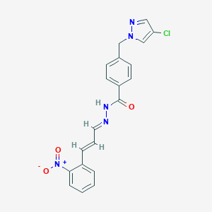 molecular formula C20H16ClN5O3 B450840 4-[(4-chloro-1H-pyrazol-1-yl)methyl]-N'-(3-{2-nitrophenyl}-2-propenylidene)benzohydrazide 
