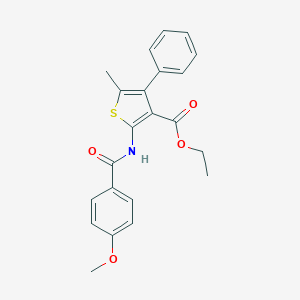molecular formula C22H21NO4S B450843 Ethyl 2-[(4-methoxybenzoyl)amino]-5-methyl-4-phenylthiophene-3-carboxylate 