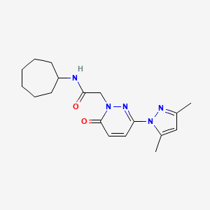 molecular formula C18H25N5O2 B4508447 N-环庚基-2-[3-(3,5-二甲基-1H-吡唑-1-基)-6-氧代-1(6H)-吡哒嗪基]乙酰胺 