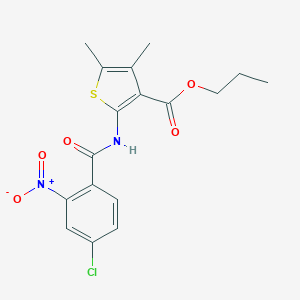 molecular formula C17H17ClN2O5S B450849 Propyl 2-({4-chloro-2-nitrobenzoyl}amino)-4,5-dimethylthiophene-3-carboxylate 