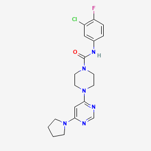 N-(3-chloro-4-fluorophenyl)-4-[6-(1-pyrrolidinyl)-4-pyrimidinyl]-1-piperazinecarboxamide