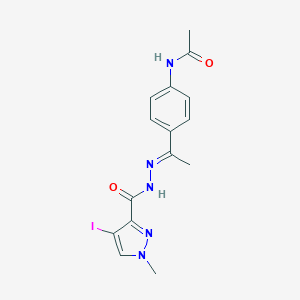 N-(4-{N-[(4-iodo-1-methyl-1H-pyrazol-3-yl)carbonyl]ethanehydrazonoyl}phenyl)acetamide