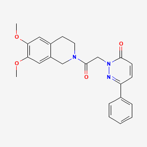 molecular formula C23H23N3O4 B4508542 2-[2-(6,7-dimethoxy-3,4-dihydro-2(1H)-isoquinolinyl)-2-oxoethyl]-6-phenyl-3(2H)-pyridazinone 