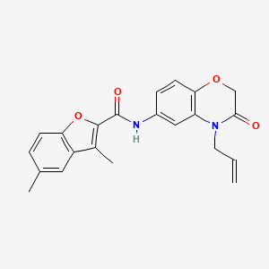 molecular formula C22H20N2O4 B4508543 N-(4-allyl-3-oxo-3,4-dihydro-2H-1,4-benzoxazin-6-yl)-3,5-dimethyl-1-benzofuran-2-carboxamide 