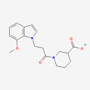 molecular formula C18H22N2O4 B4508548 1-[3-(7-methoxy-1H-indol-1-yl)propanoyl]-3-piperidinecarboxylic acid 