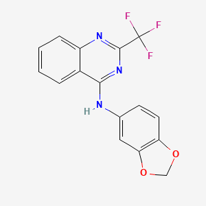 molecular formula C16H10F3N3O2 B4508564 N-1,3-benzodioxol-5-yl-2-(trifluoromethyl)-4-quinazolinamine 