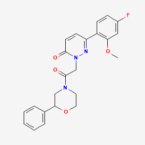 molecular formula C23H22FN3O4 B4508570 6-(4-fluoro-2-methoxyphenyl)-2-[2-oxo-2-(2-phenylmorpholin-4-yl)ethyl]pyridazin-3(2H)-one 