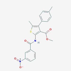 molecular formula C21H18N2O5S B450868 Methyl 2-({3-nitrobenzoyl}amino)-5-methyl-4-(4-methylphenyl)thiophene-3-carboxylate 