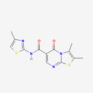 molecular formula C13H12N4O2S2 B4508697 2,3-dimethyl-N-(4-methyl-1,3-thiazol-2-yl)-5-oxo-5H-[1,3]thiazolo[3,2-a]pyrimidine-6-carboxamide 