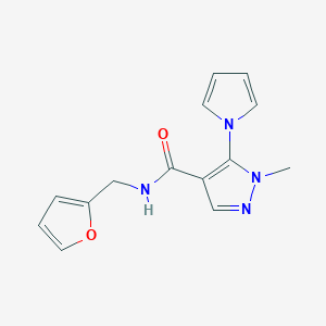 molecular formula C14H14N4O2 B4508733 N-(2-furylmethyl)-1-methyl-5-(1H-pyrrol-1-yl)-1H-pyrazole-4-carboxamide 