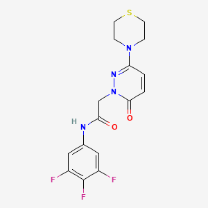 molecular formula C16H15F3N4O2S B4508751 2-[6-oxo-3-(thiomorpholin-4-yl)pyridazin-1(6H)-yl]-N-(3,4,5-trifluorophenyl)acetamide 