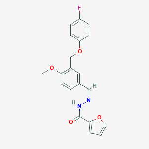 molecular formula C20H17FN2O4 B450877 N'-[(Z)-{3-[(4-fluorophenoxy)methyl]-4-methoxyphenyl}methylidene]furan-2-carbohydrazide 
